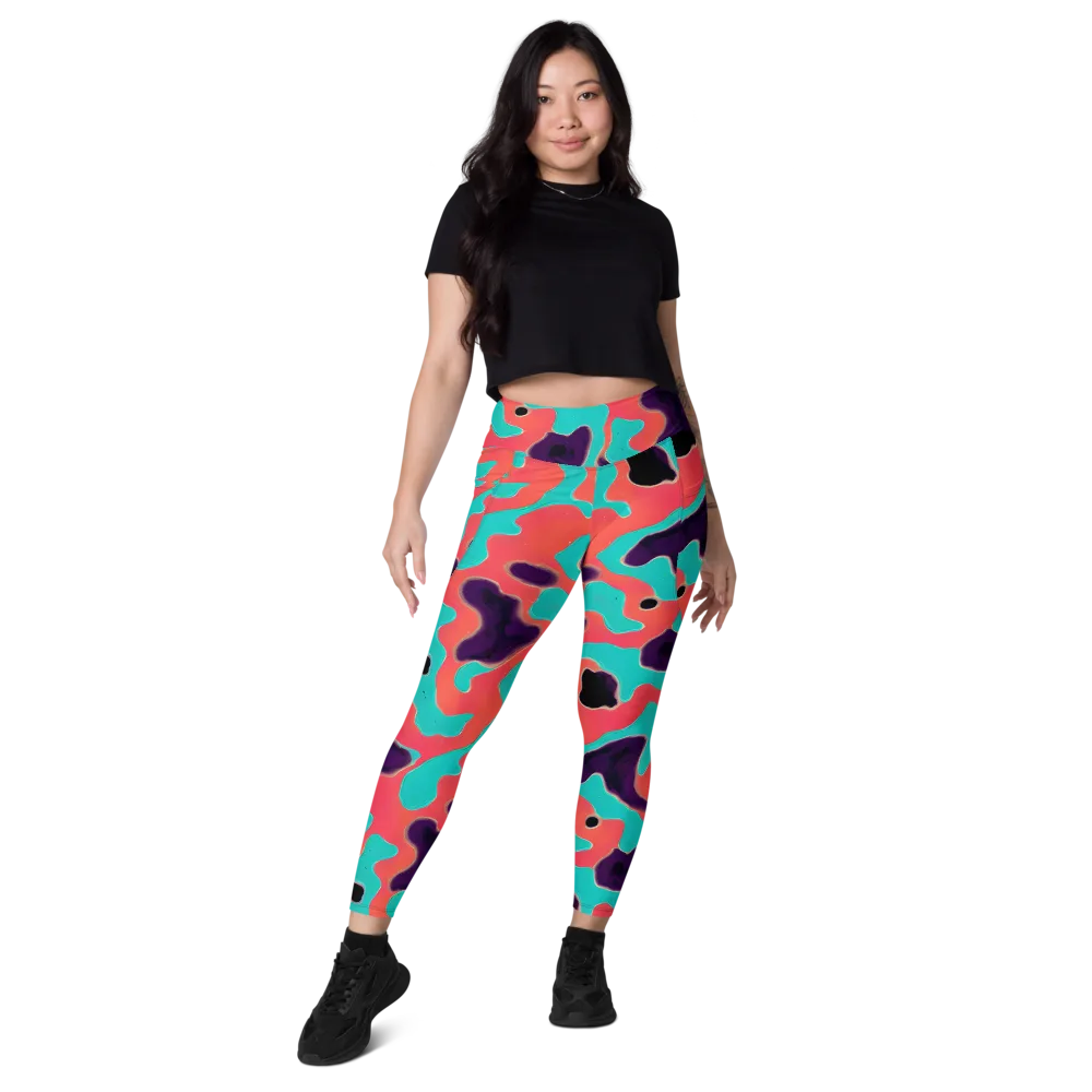 Aubergine Tide on Leggings with Pockets — Front