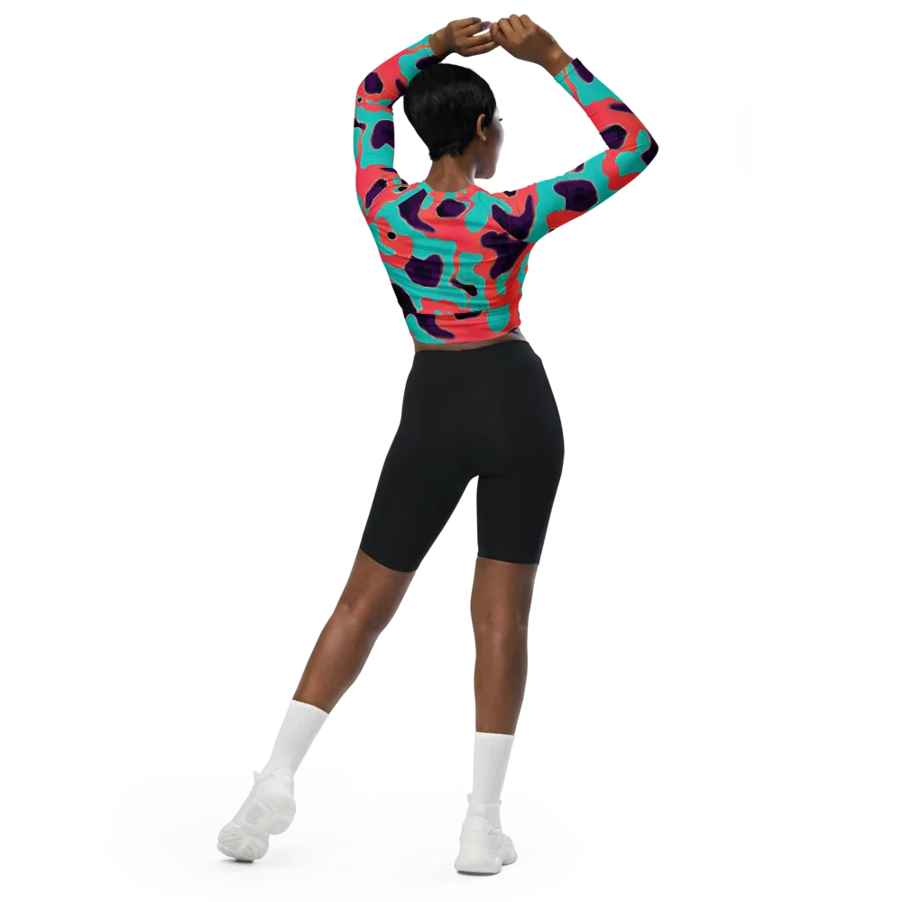 Aubergine Tide on Long Sleeve Crop Top — Back