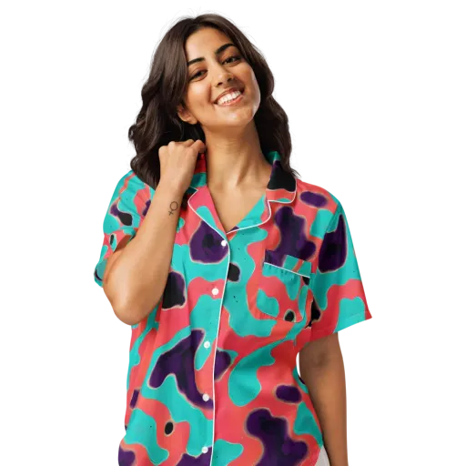 Aubergine Tide on a Women's Short Sleeve Pajama Top