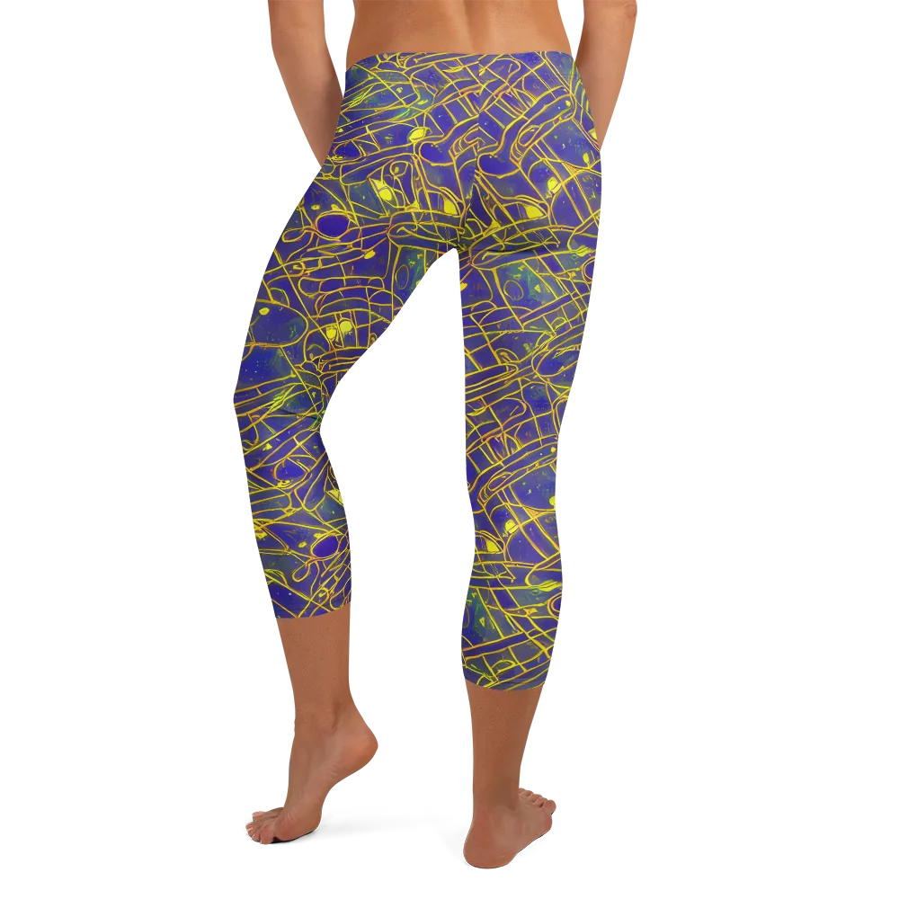 Golden Grid on Capri Leggings — Back