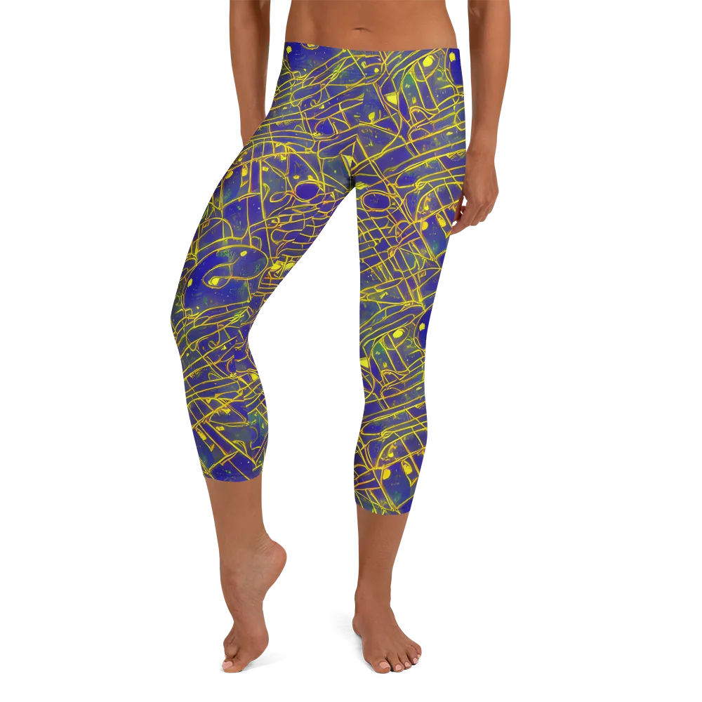 Golden Grid on Capri Leggings — Front