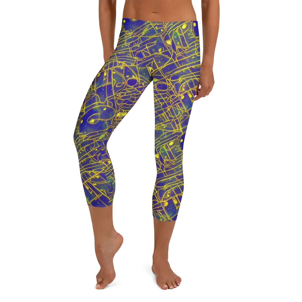 Golden Grid on Capri Leggings — Front