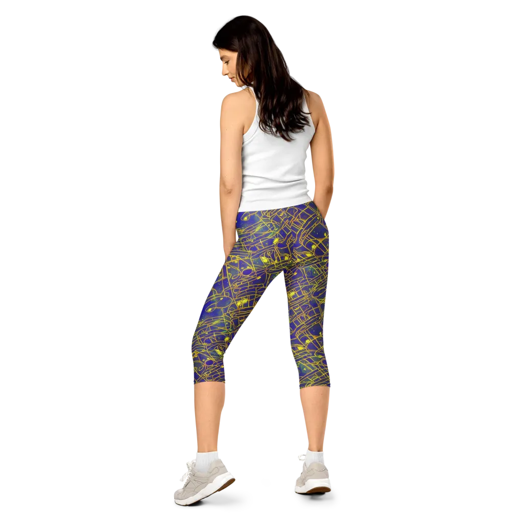 Golden Grid on Capri Leggings — Back