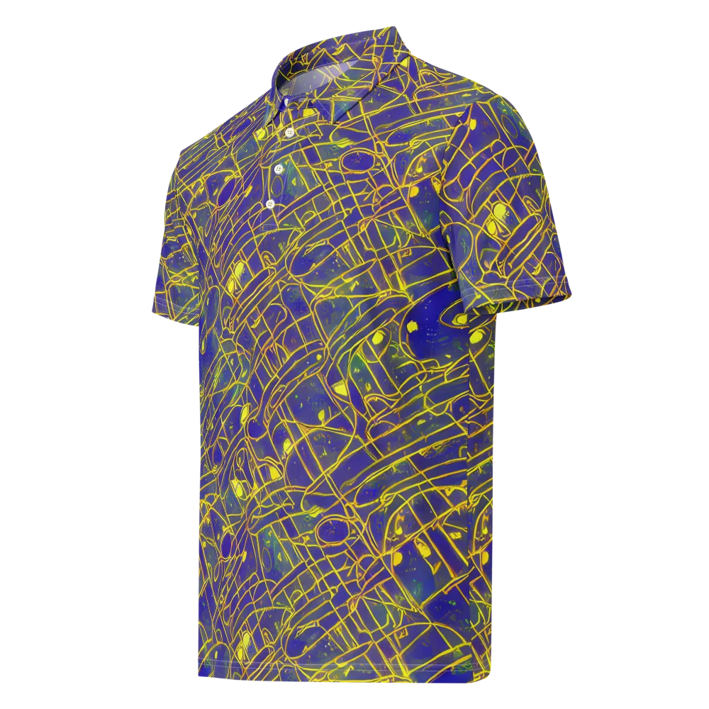 Golden Grid on Men's Slim Fit Polo Shirt — Left Front