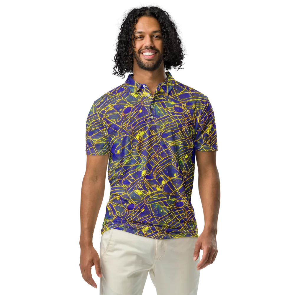 Golden Grid on Men's Slim Fit Polo Shirt — Front