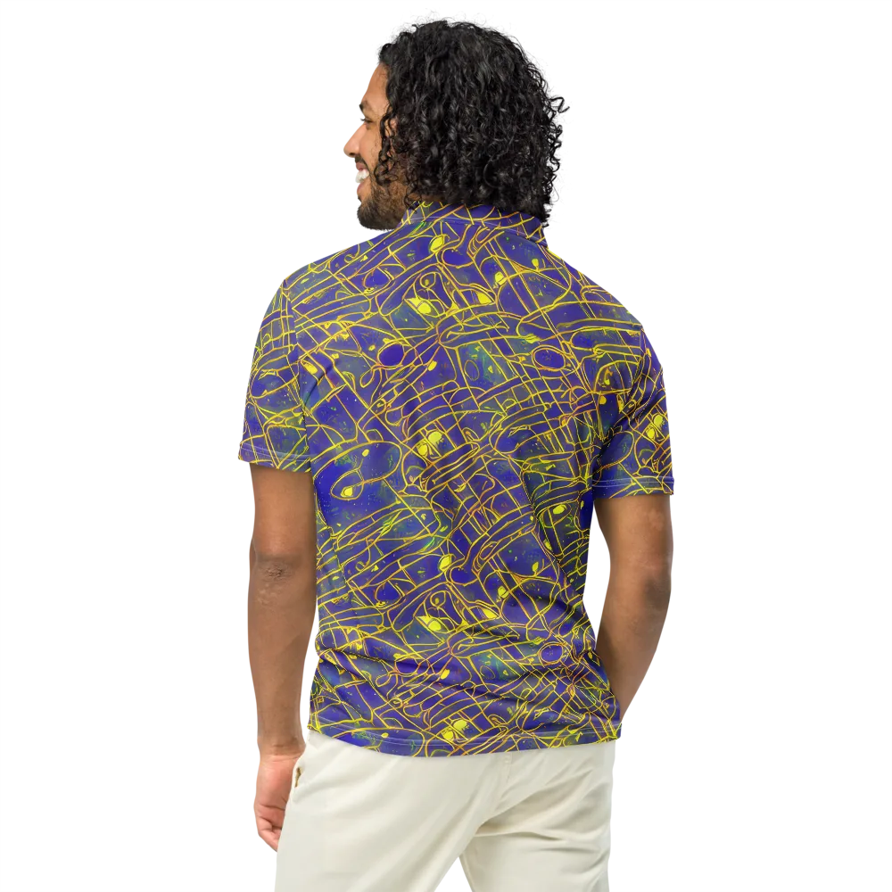 Golden Grid on Men's Slim Fit Polo Shirt — Back