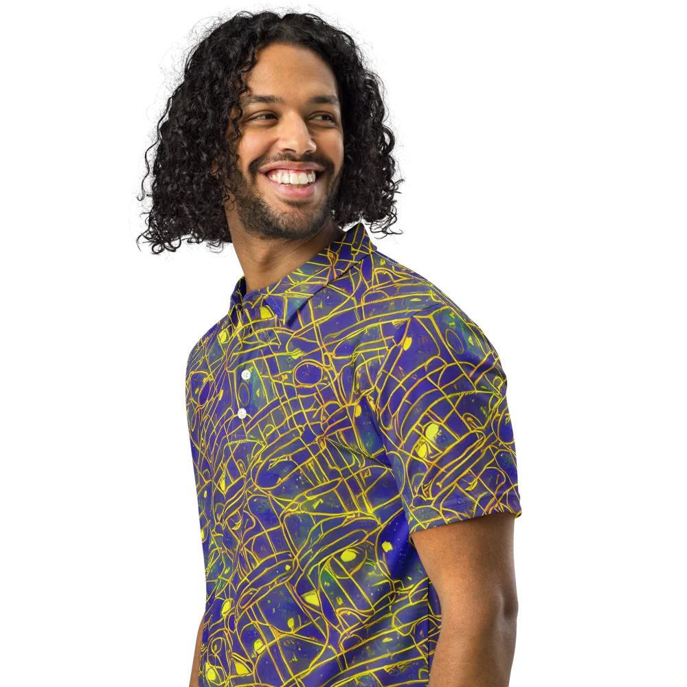 Golden Grid on Men's Slim Fit Polo Shirt — Left Front