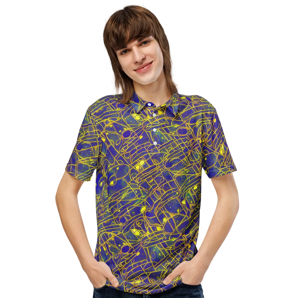 Golden Grid on Men's Slim Fit Polo Shirt — Front