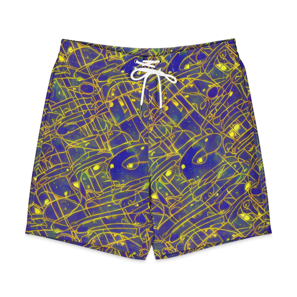 Golden Grid on Men's Board Shorts — Front