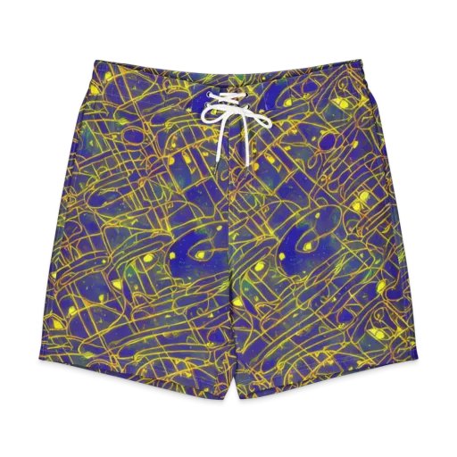 Golden Grid on a Men's Board Shorts