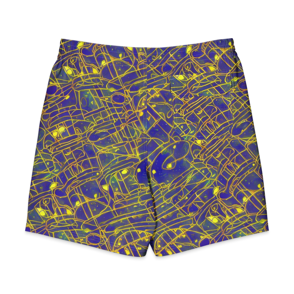 Golden Grid on Men's Board Shorts — Back