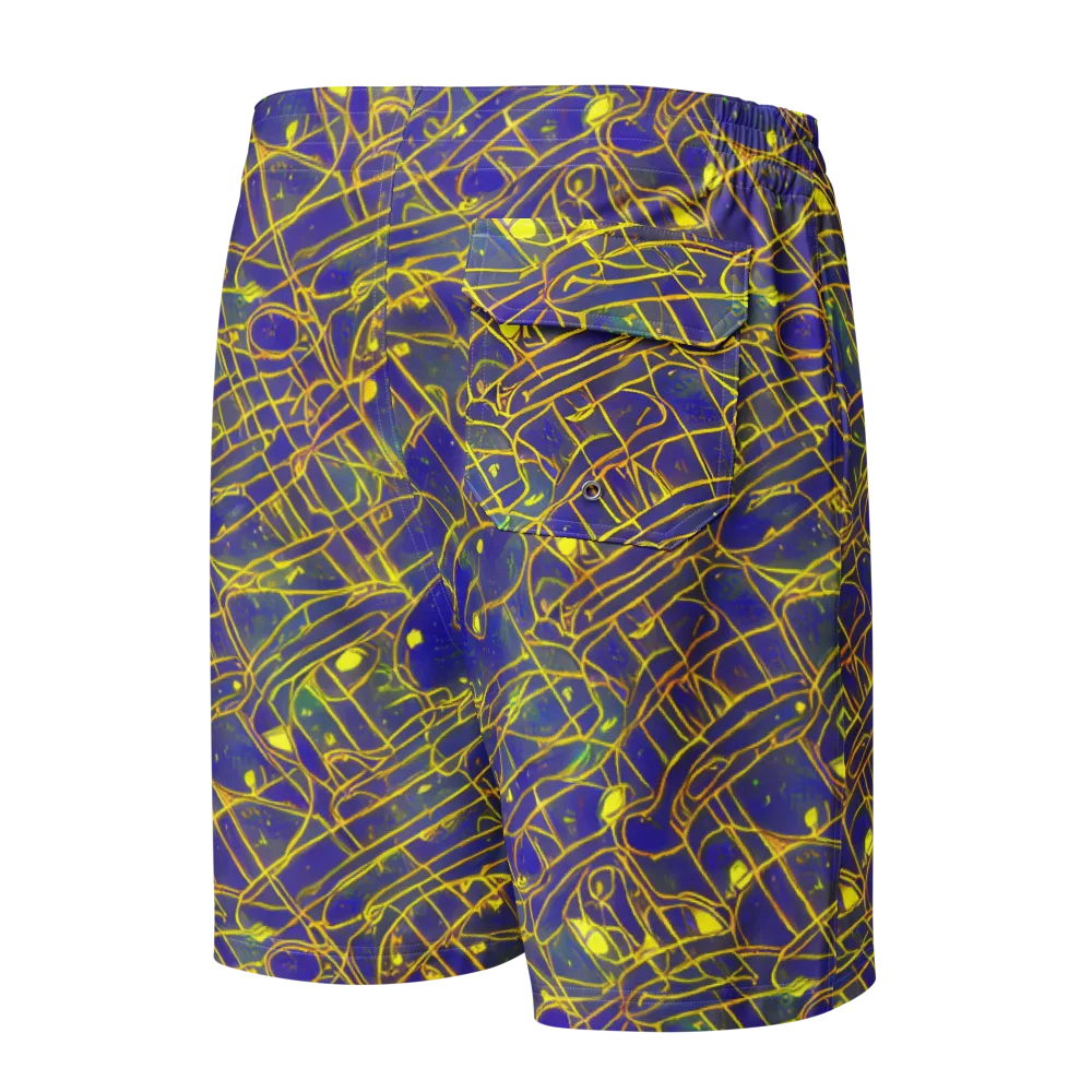 Golden Grid on Men's Board Shorts — Back