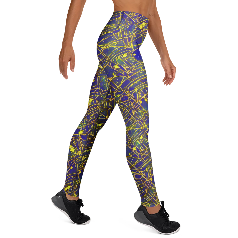 Golden Grid on Yoga Leggings — Right