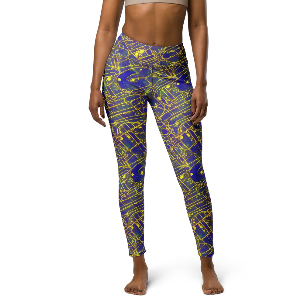 Golden Grid on Yoga Leggings — Front