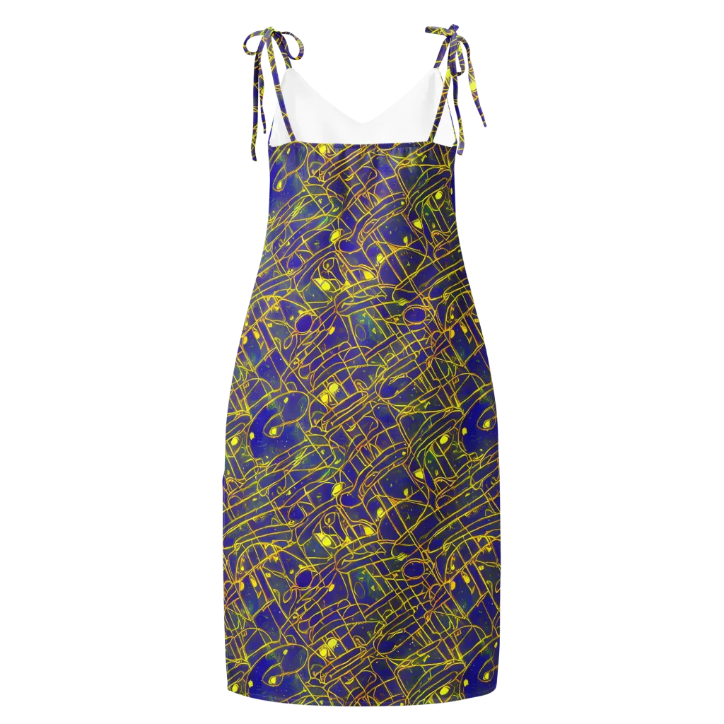 Golden Grid on Slip Dress — Back