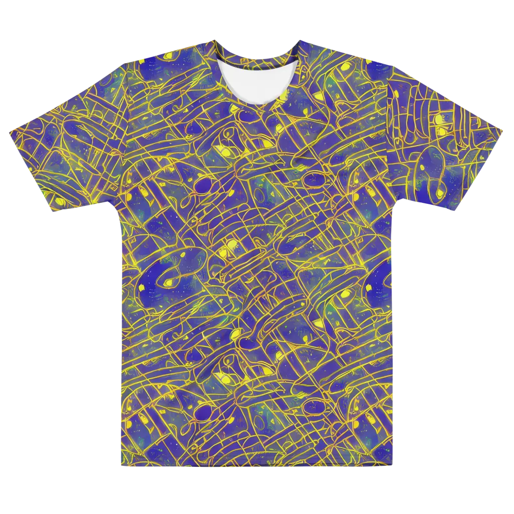 Golden Grid on Men's Cotton Crew Neck T-Shirt — Front