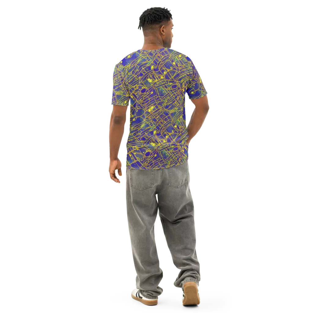 Golden Grid on Men's Cotton Crew Neck T-Shirt — Back