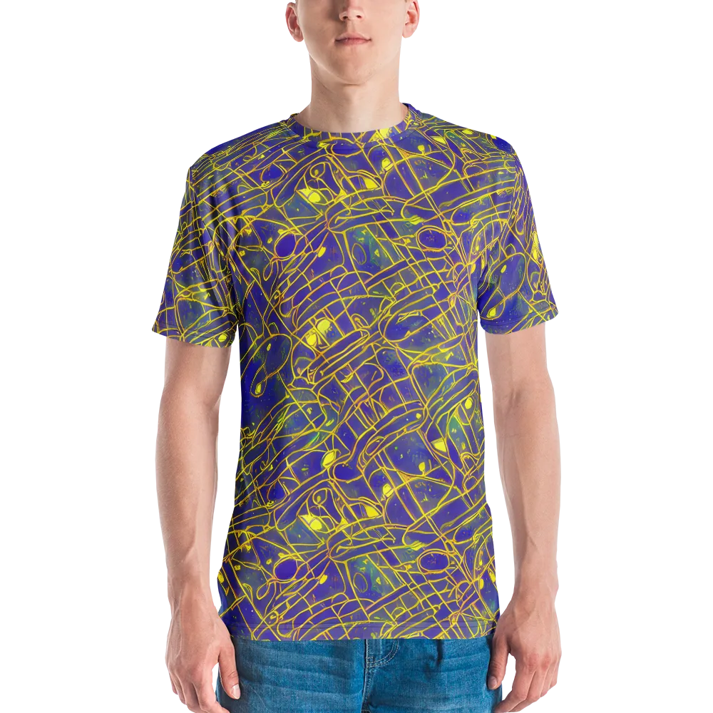 Golden Grid on Men's Crew Neck T-Shirt — Front