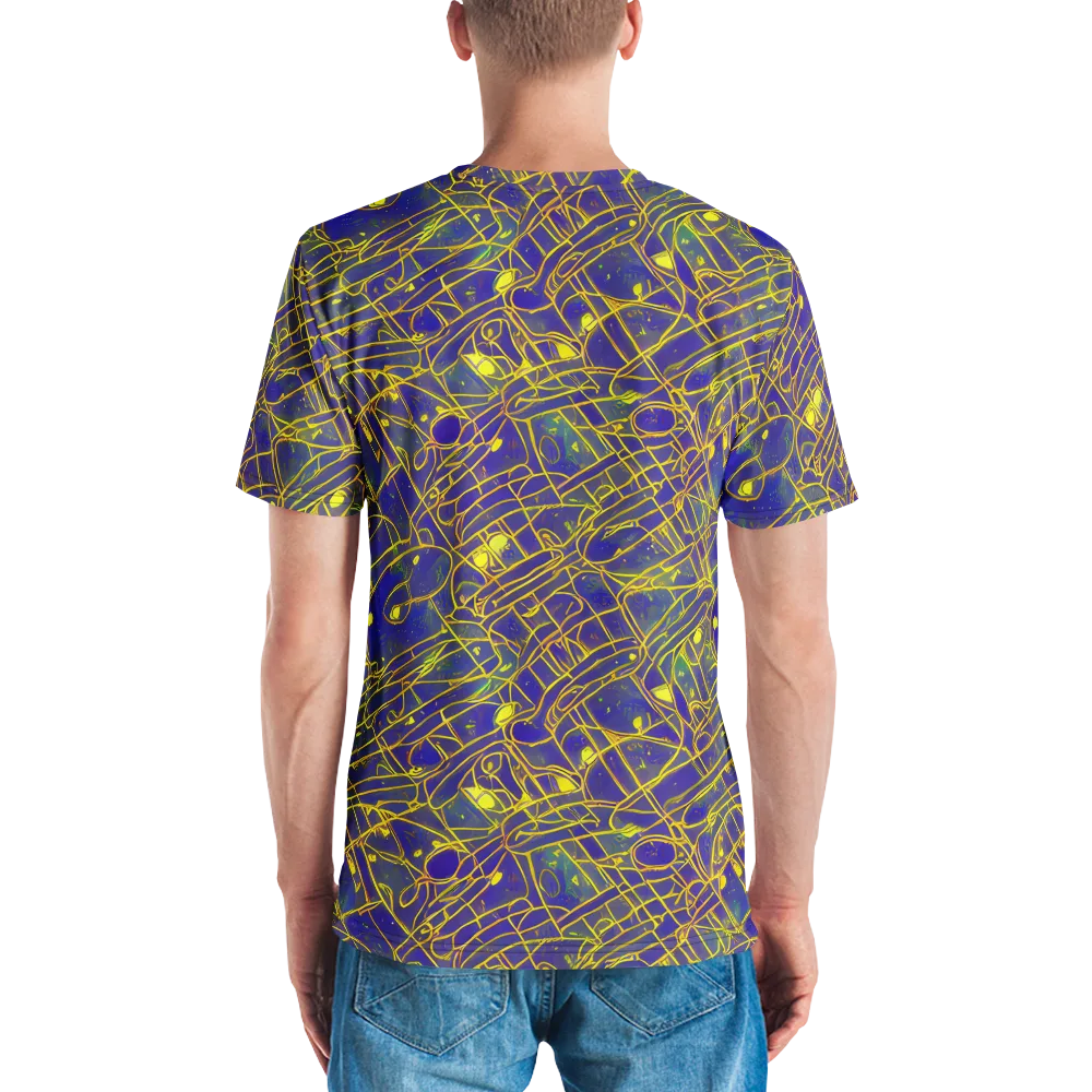 Golden Grid on Men's Crew Neck T-Shirt — Back