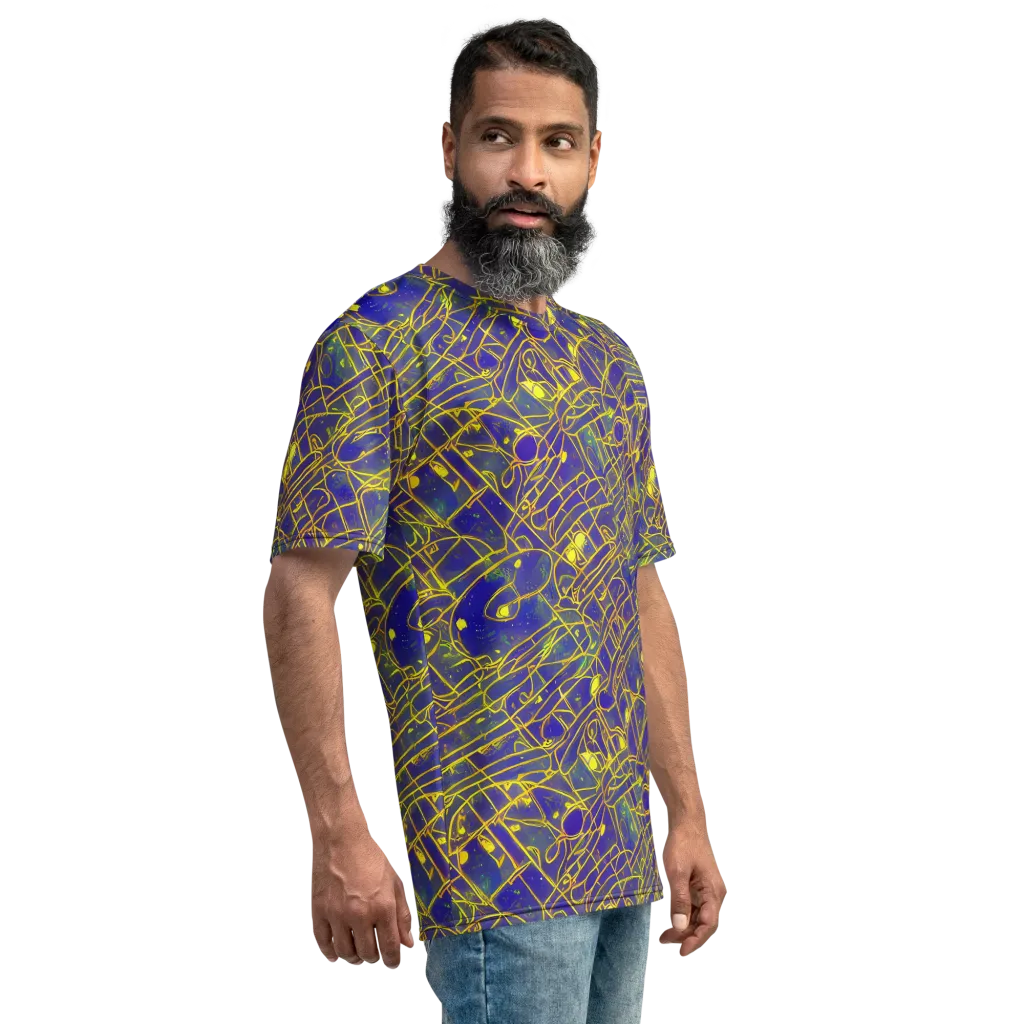 Golden Grid on Men's Crew Neck T-Shirt — Right