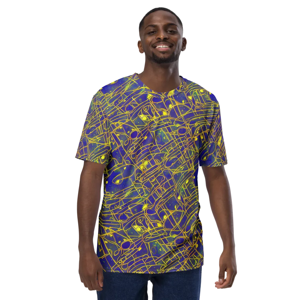 Golden Grid on Men's Crew Neck T-Shirt — Front