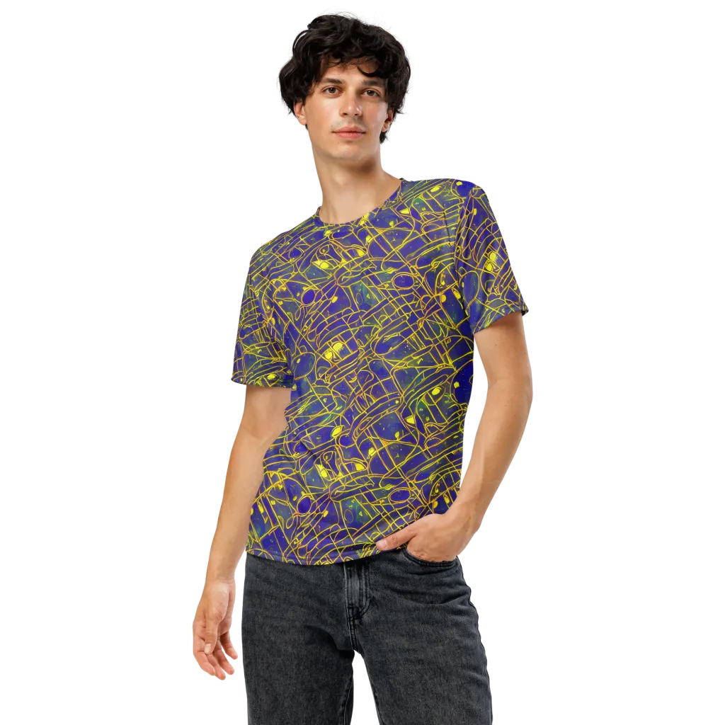 Golden Grid on Men's Crew Neck T-Shirt — Front