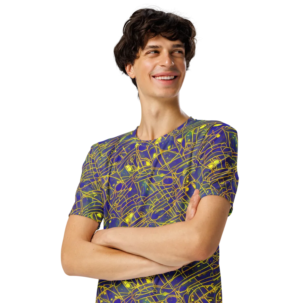 Golden Grid on Men's Crew Neck T-Shirt — Left Front