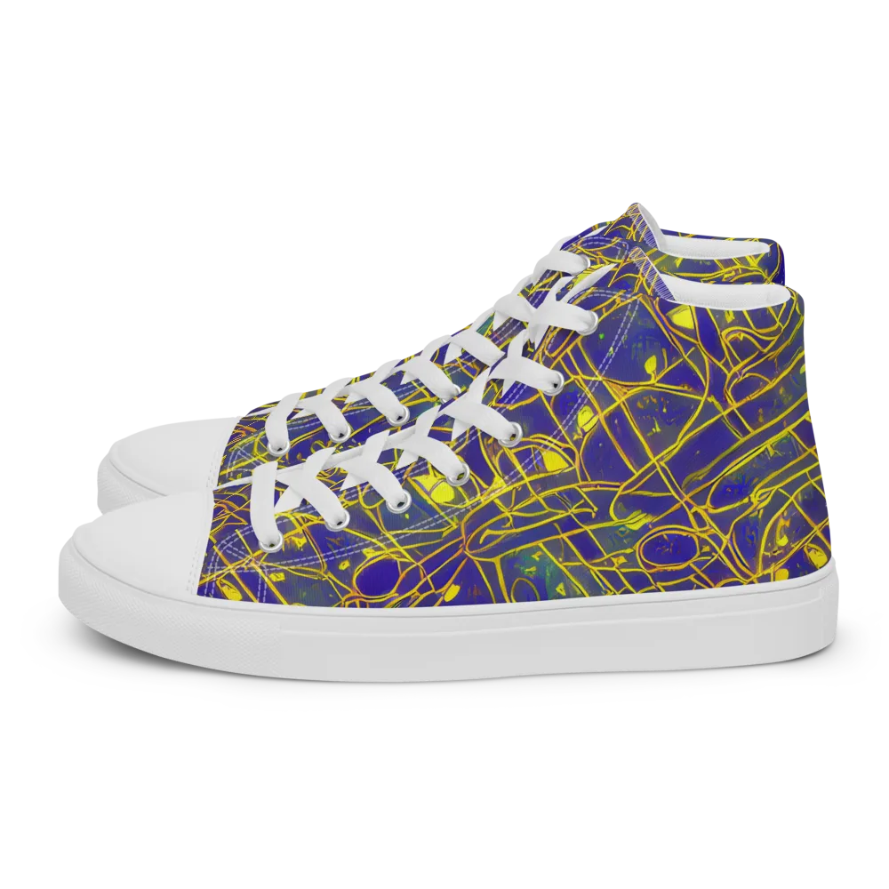 Golden Grid on Men's High Top Canvas Shoes — Left