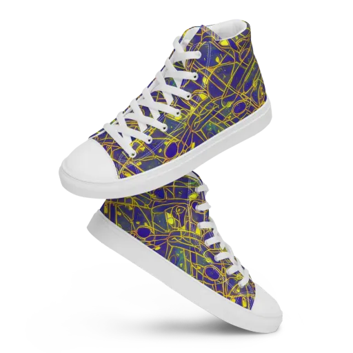 Golden Grid on a Men's High Top Canvas Shoes