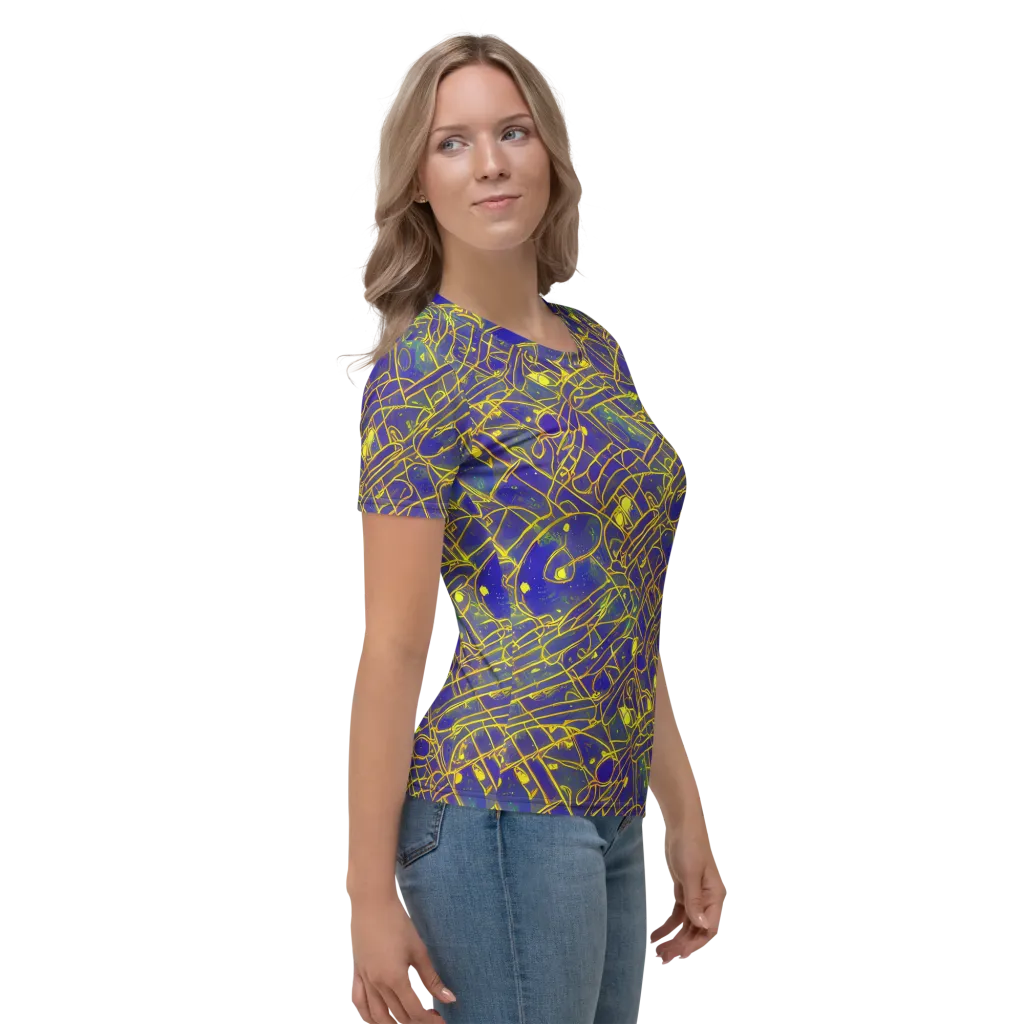 Golden Grid on Women's Crew Neck T-Shirt — Right