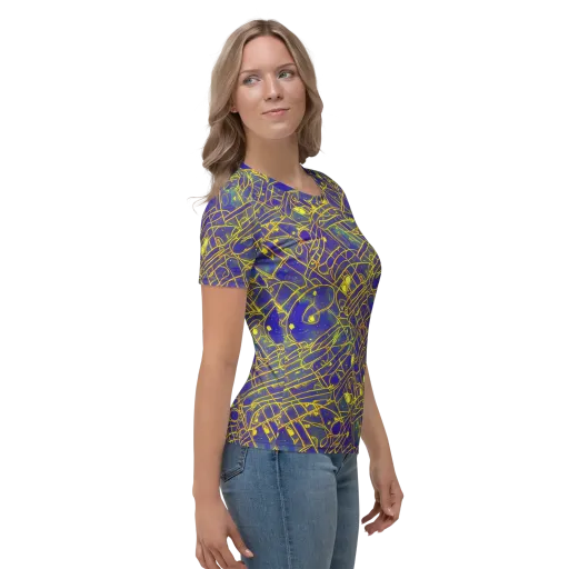 Golden Grid on a Women's Crew Neck T-Shirt