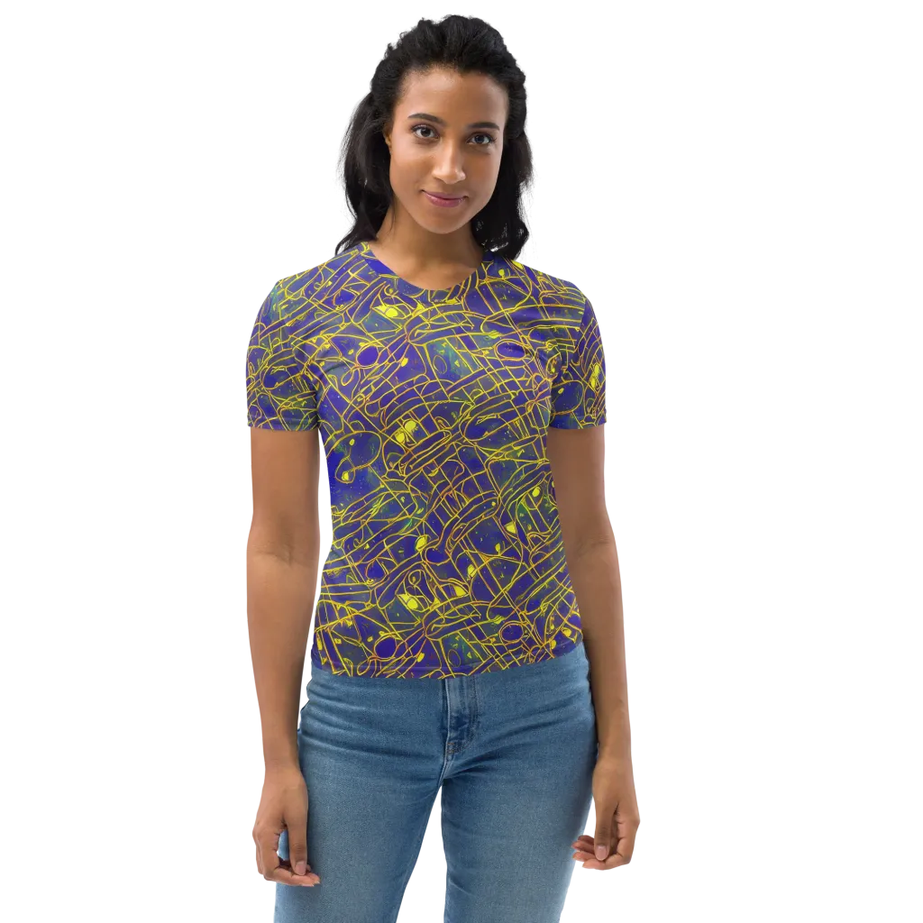 Golden Grid on Women's Crew Neck T-Shirt — Front