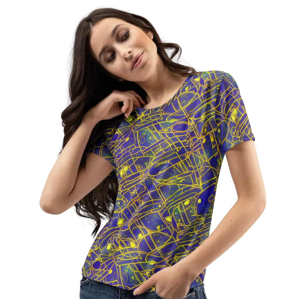 Golden Grid on Women's Crew Neck T-Shirt — Left Front