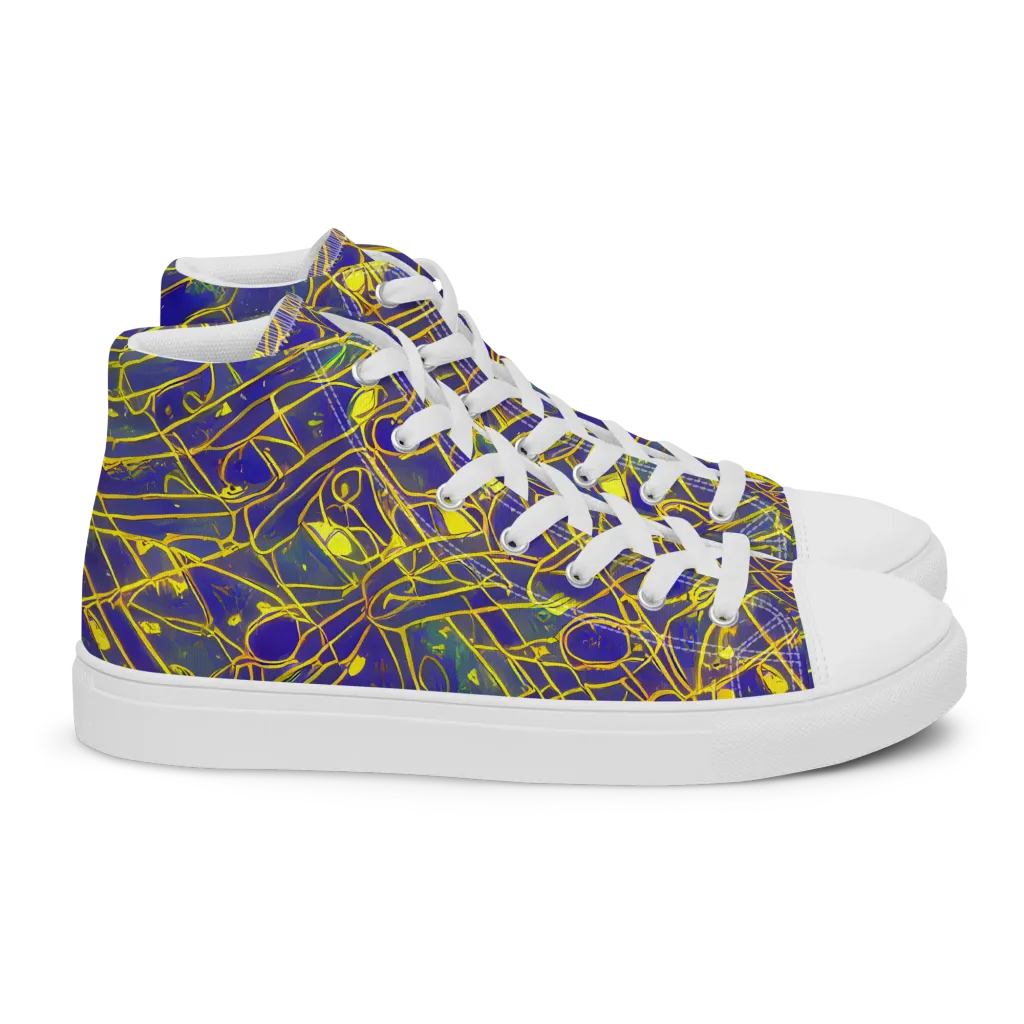 Golden Grid on Women's High Top Canvas Shoes — Right