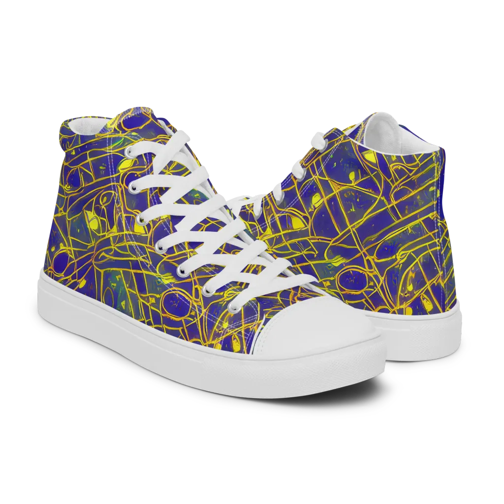 Golden Grid on Women's High Top Canvas Shoes — Right