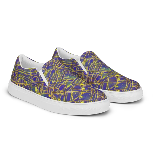 Golden Grid on a Men's Slip-On Canvas Shoes