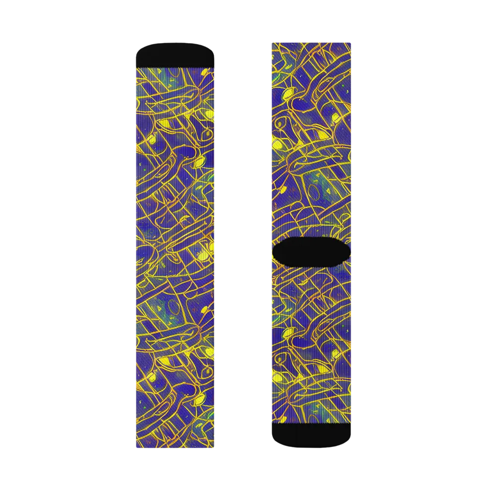 Golden Grid on Socks — Left Sock
