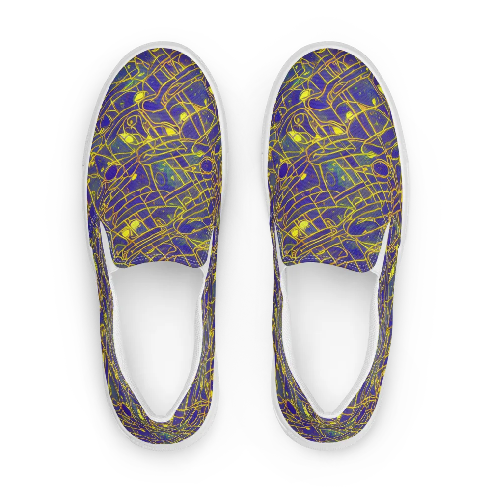 Golden Grid on Women's Slip-On Canvas Shoes — Front