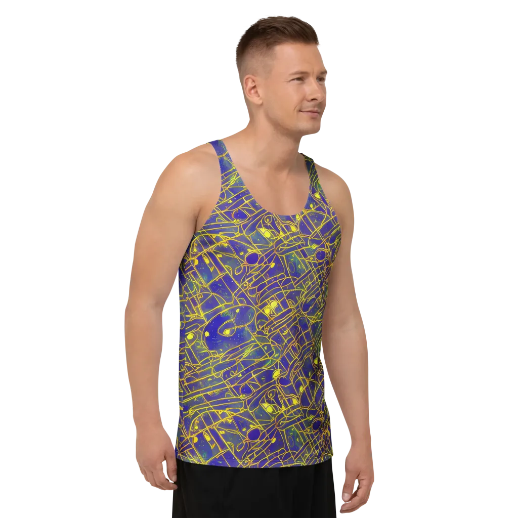 Golden Grid on Men's Tank Top — Right Front