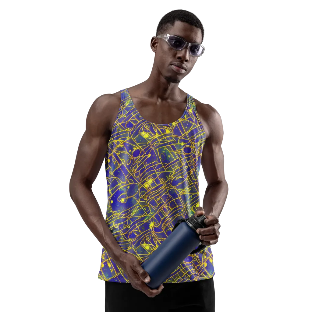 Golden Grid on Men's Tank Top — Front