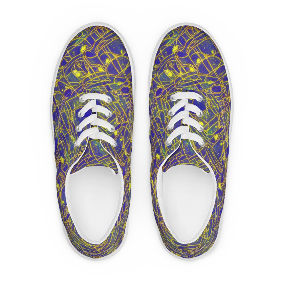 Golden Grid on Men's Lace-Up Canvas Shoes — Front