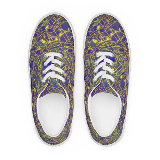 Golden Grid on a Men's Lace-Up Canvas Shoes