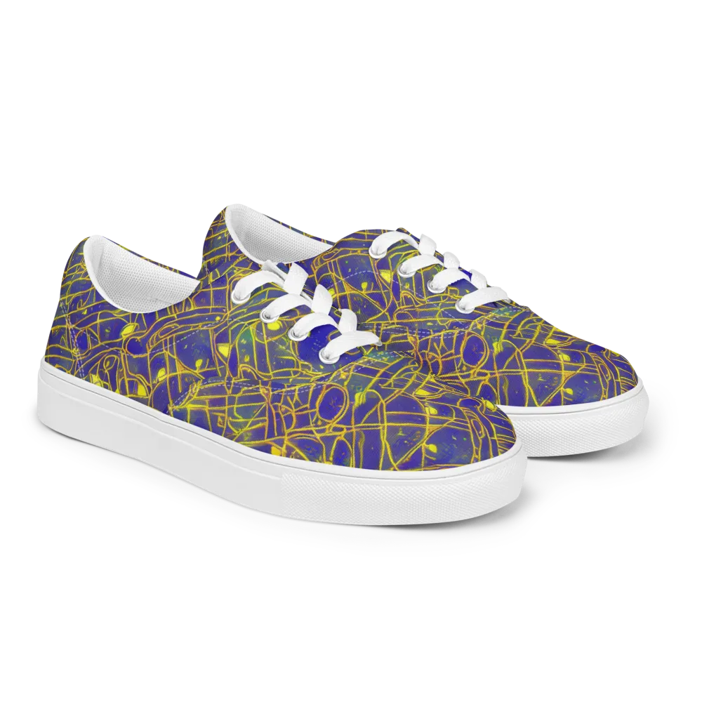 Golden Grid on Men's Lace-Up Canvas Shoes — Right Front