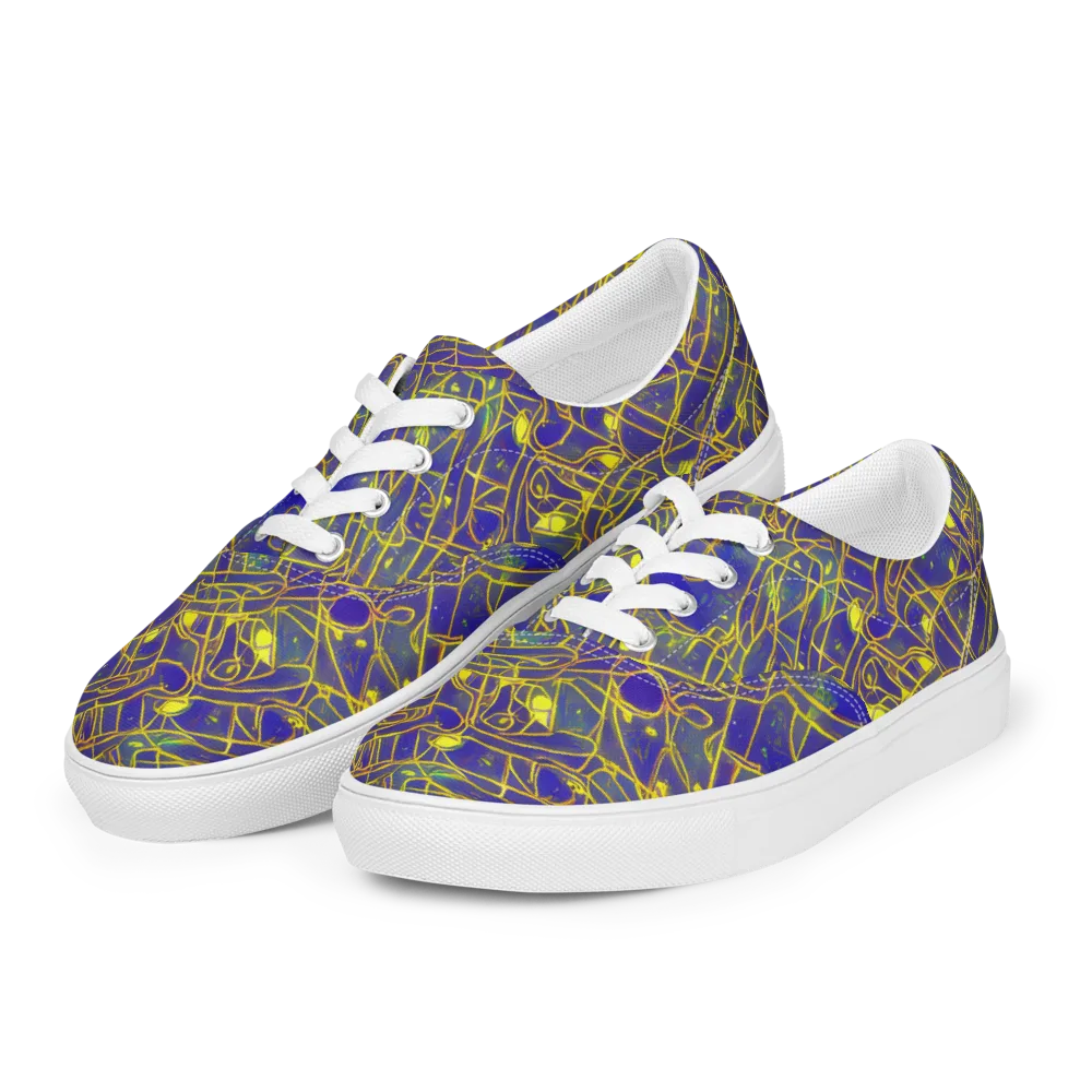 Golden Grid on Men's Lace-Up Canvas Shoes — Left Front