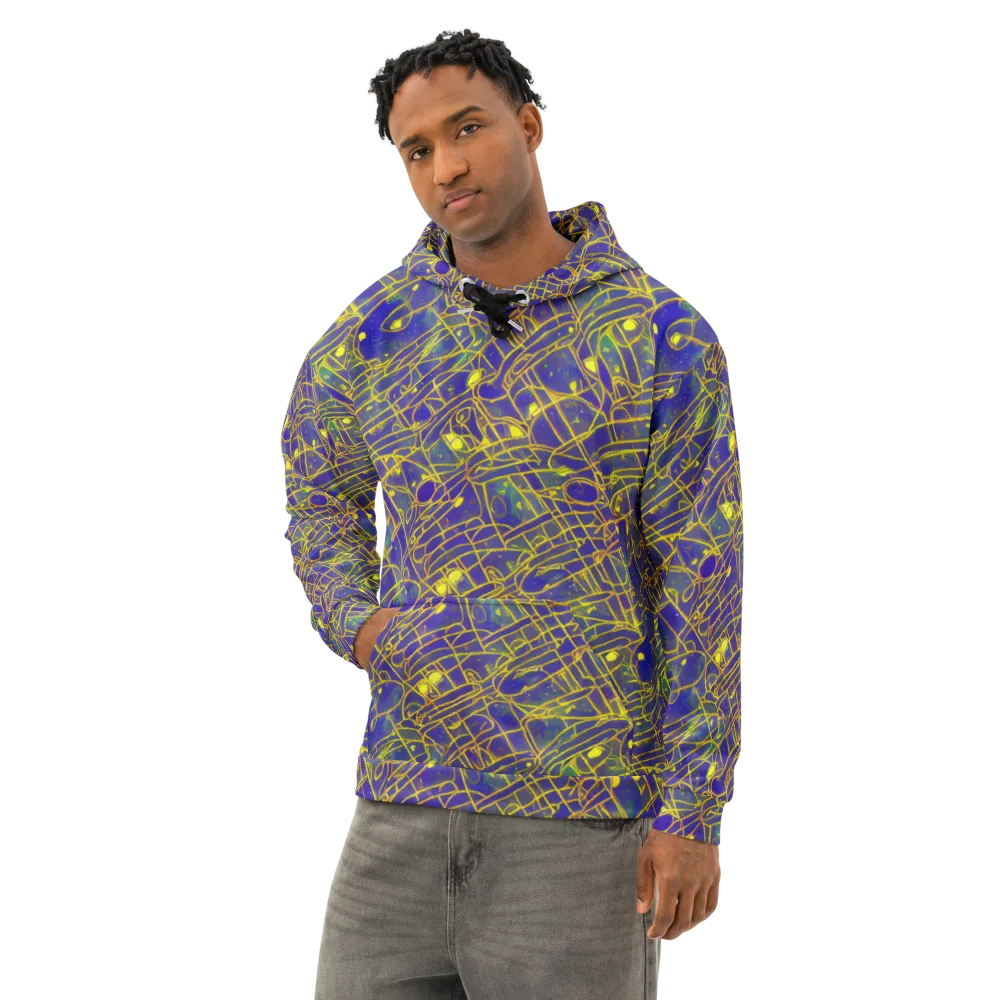 Golden Grid on Cotton Hoodie — Left Front