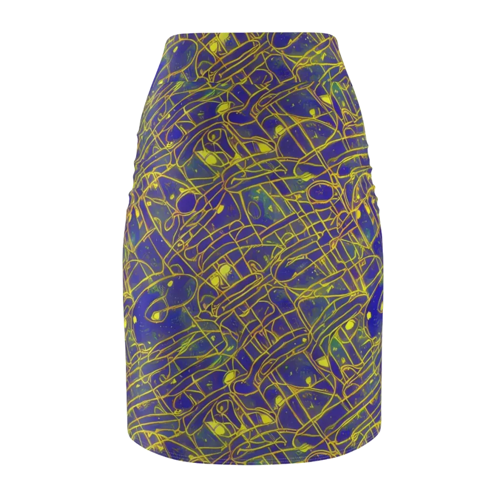 Golden Grid on Pencil Skirt — Back