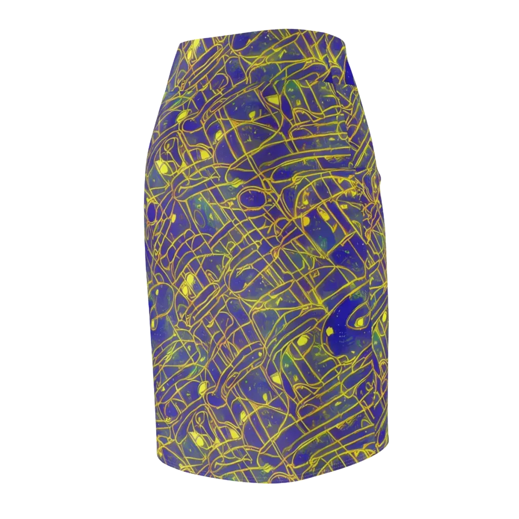 Golden Grid on Pencil Skirt — Back Side