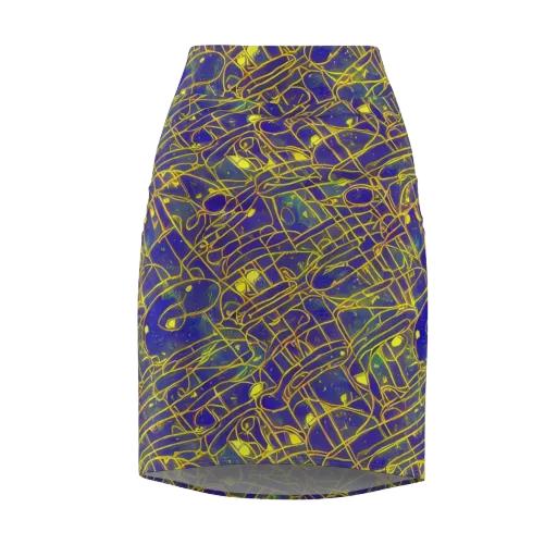 Golden Grid on a Pencil Skirt