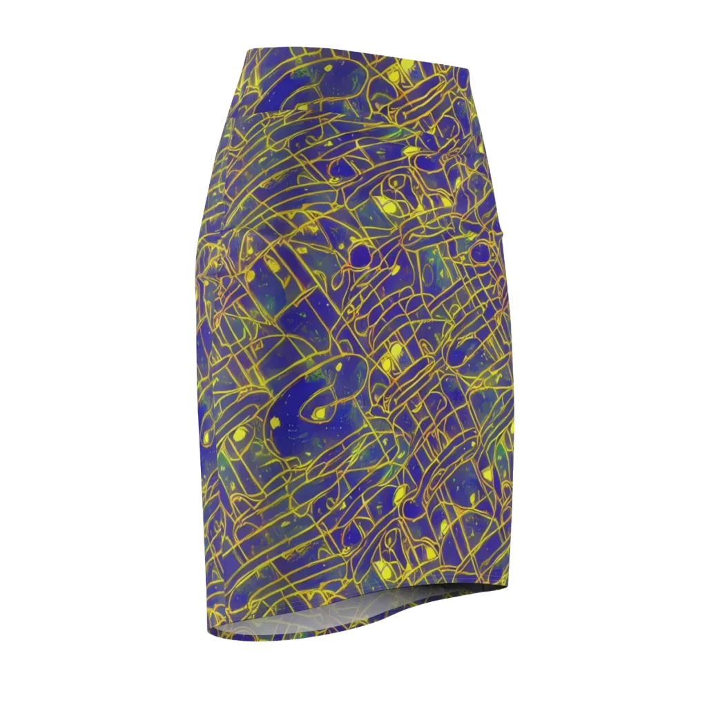 Golden Grid on Pencil Skirt — Front Side