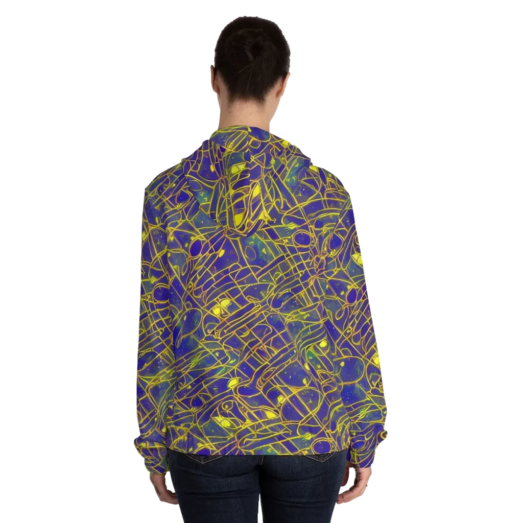 Golden Grid on Women's Full-Zip Hoodie — Back On Person